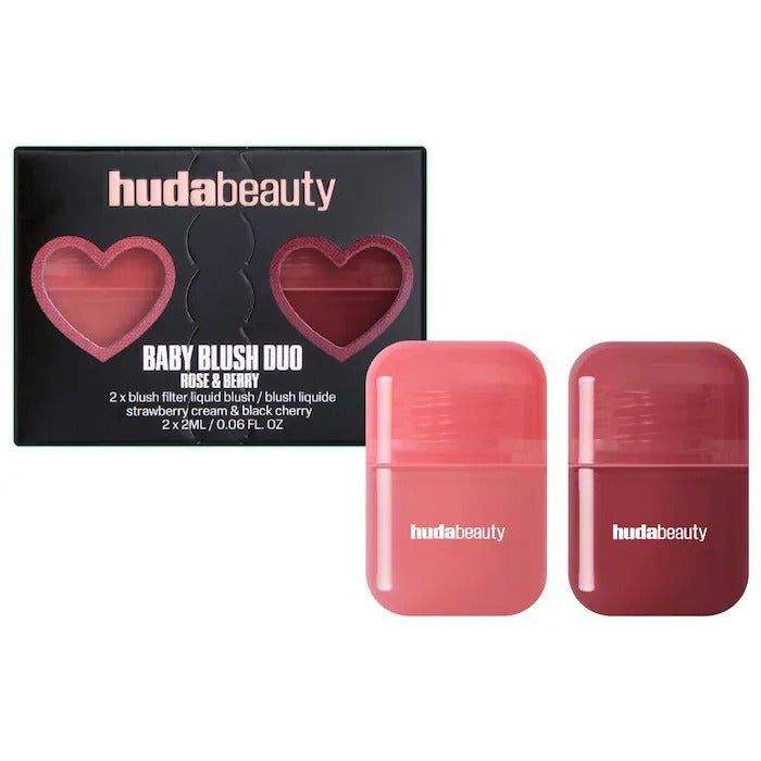 HUDA BEAUTY - Mini Baby Blush Duo Set - Strawberry Cream & Black Cherry