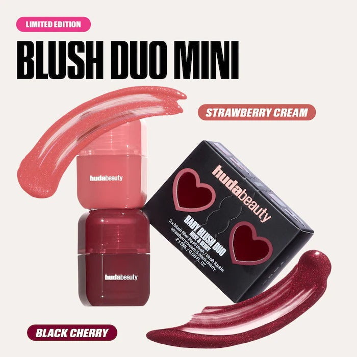 HUDA BEAUTY - Mini Baby Blush Duo Set - Strawberry Cream & Black Cherry