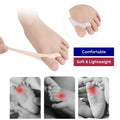 Product showing a toe separator with text indicating comfort, softness, and lightness.
