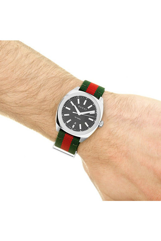 Buy Gucci Men's Swiss Made Quartz Nylon Strap Black Dial 41mm Watch YA142305 in Pakistan