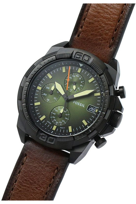 Buy Fossil Men's Chronograph Quartz Brown Leather Strap Green Dial 44mm Watch FS5856 in Pakistan