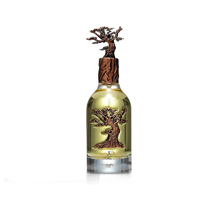 Bottle of olive oil with a decorative cap on a white background