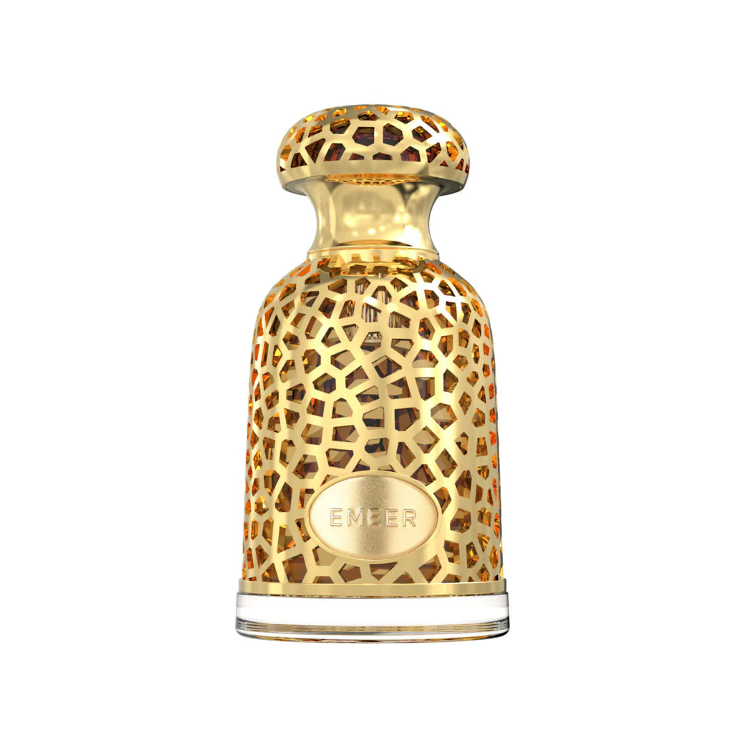 Gold ornate bottle with 'Ember' label on a white background