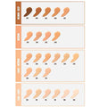 Swatch of dewy foundation on skin, showing radiant medium coverage finish

