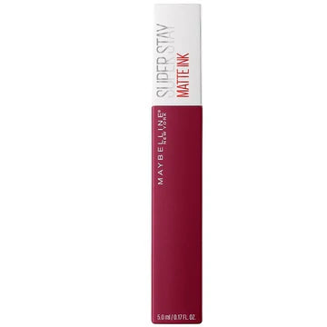 Model wearing a deep berry matte lipstick with smooth, full coverage

