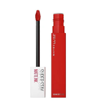 Maybelline Super Stay Matte Ink liquid lipstick with applicator wand shown outside the tube

