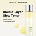 Medicube Double-Layer Glow Toner bottle with product details on a white background
