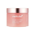 Minimalist flat-lay of collagen jelly cream surrounded by natural skincare ingredients.

