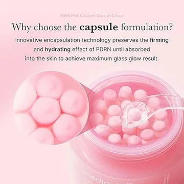Pink jar of Medicube PDRN Pink Collagen Capsule Cream on a white background