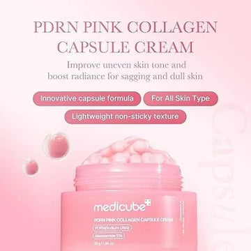 Hand mixing pink capsules and gel before applying to face.

