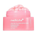 Pink jar of Medicube PDRN Pink Collagen Capsule Cream on a white background
