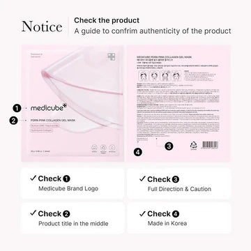Pink collagen gel mask with packaging on a white background