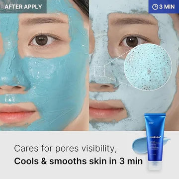 Blue tube of Medicube skincare product on a white background