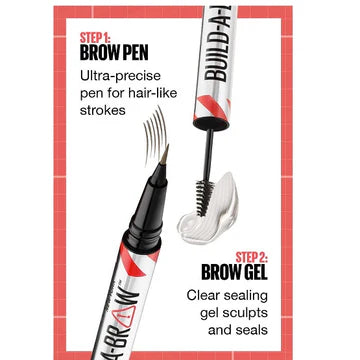 Before and after comparison showing fuller brows using Build-A-Brow

