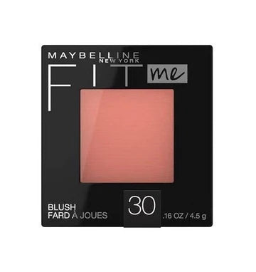 Maybelline Fit Me Blush compact open showing pressed powder with brush beside it

