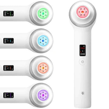 Set of four electronic devices with color-coded buttons on a white background