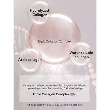 Collagen lifting mask packaging with text on a pink background
