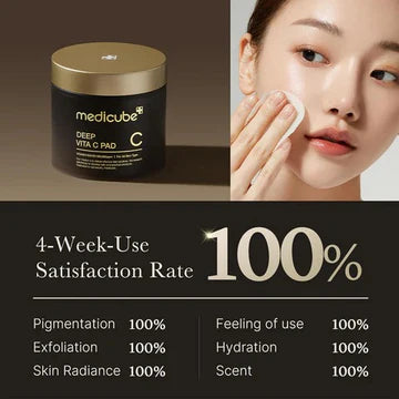 Cosmetic product with a woman using it, featuring text on satisfaction rates and benefits.
