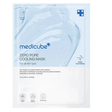  medicube pore cooling mask packaging on a light blue background