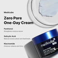 Medicube Zero Pore One-Day Cream jar with product details on a white background