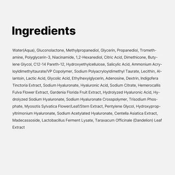 List of ingredients on a white background