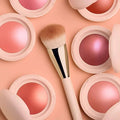 Close-up of silky blush texture with luminous finish

