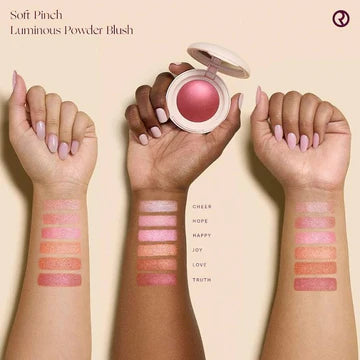 Blush swatches on different skin tones

