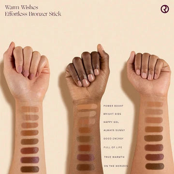 Cream bronzer stick with cap off, showing smooth dome top

