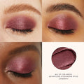 Close-up of eyeshadow swatches showing shimmer and matte finishes on skin

