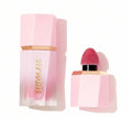 Front and side view of SHEGLAM Color Bloom Dayglow Liquid Blush bottle in On Point shade, featuring a sleek transparent tube with metallic gold accents that shows the blush's shimmering liquid formula inside. The minimalist design displays the brand logo and product name in bold typography