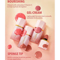 SHEGLAM Color Bloom Liquid Blush in shade 'Cutie Pie,' a nourishing gel-cream formula infused with Vitamin C for hydration and brightening. Features a built-in sponge tip applicator for smooth, blendable application of its lightweight blush