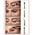 Oblique Eyebrow Brush
Woman using a slanted eyebrow brush to fill in and outline eyebrows.

Contour Highlighter Brush
Woman applying a small amount of eyeshadow or highlighter with a narrow, rounded brush.

Oblique Nose Shadow Brush
Woman contouring her nose using a slanted shadow brush for blending.

Eyeshadow Smudge Brush
Woman blending eyeshadow with a short, dense smudge brush for a soft, smoky look.

