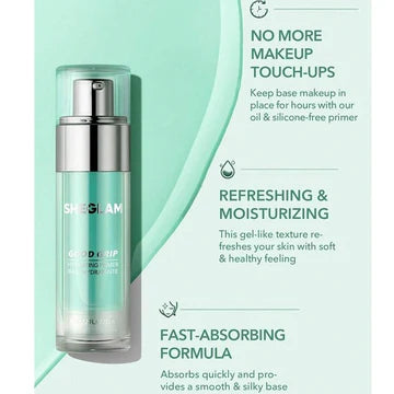 SHEGLAM Good Grip Hydrating Primer product packaging showing the brand logo and product name in minimalist design