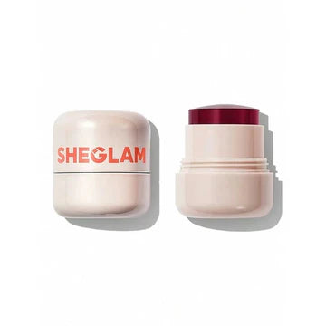 SHEGLAM Jelly-Licious Hydrating Lip & Blush Tint packaging in Coucou shade, featuring a translucent jelly-like tube with a sleek silver cap. The minimalist design showcases the product's bouncy texture through clear packaging, with bold typography highlighting 'Jelly-Licious' and the shade name