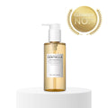 Skincare bottle with a gold label on a white background, featuring a 'Cleanser No.1' badge.