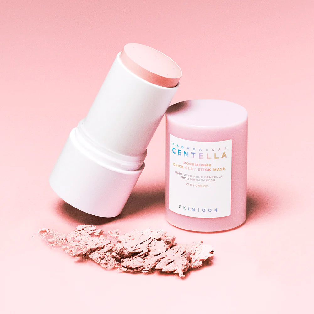 Skinfood Centella Asiatica soothing clay stick mask on a pink background