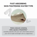 Advertisement for MadeWhite skin-tightening product with text and close-up of ampoule.