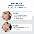 Instructions on how to use a tone brightening capsule ampoule with step-by-step guidance.