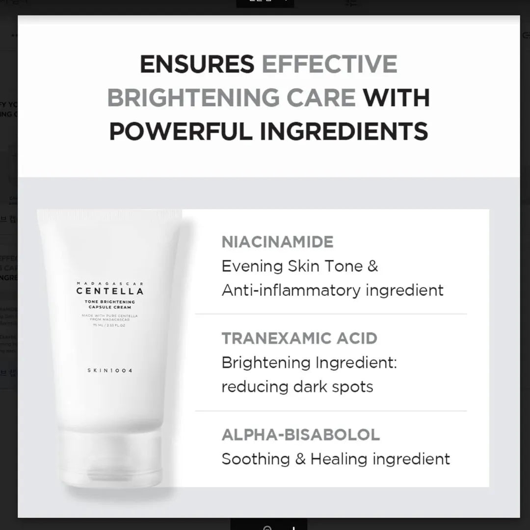 Skincare product with ingredients listed on a white background