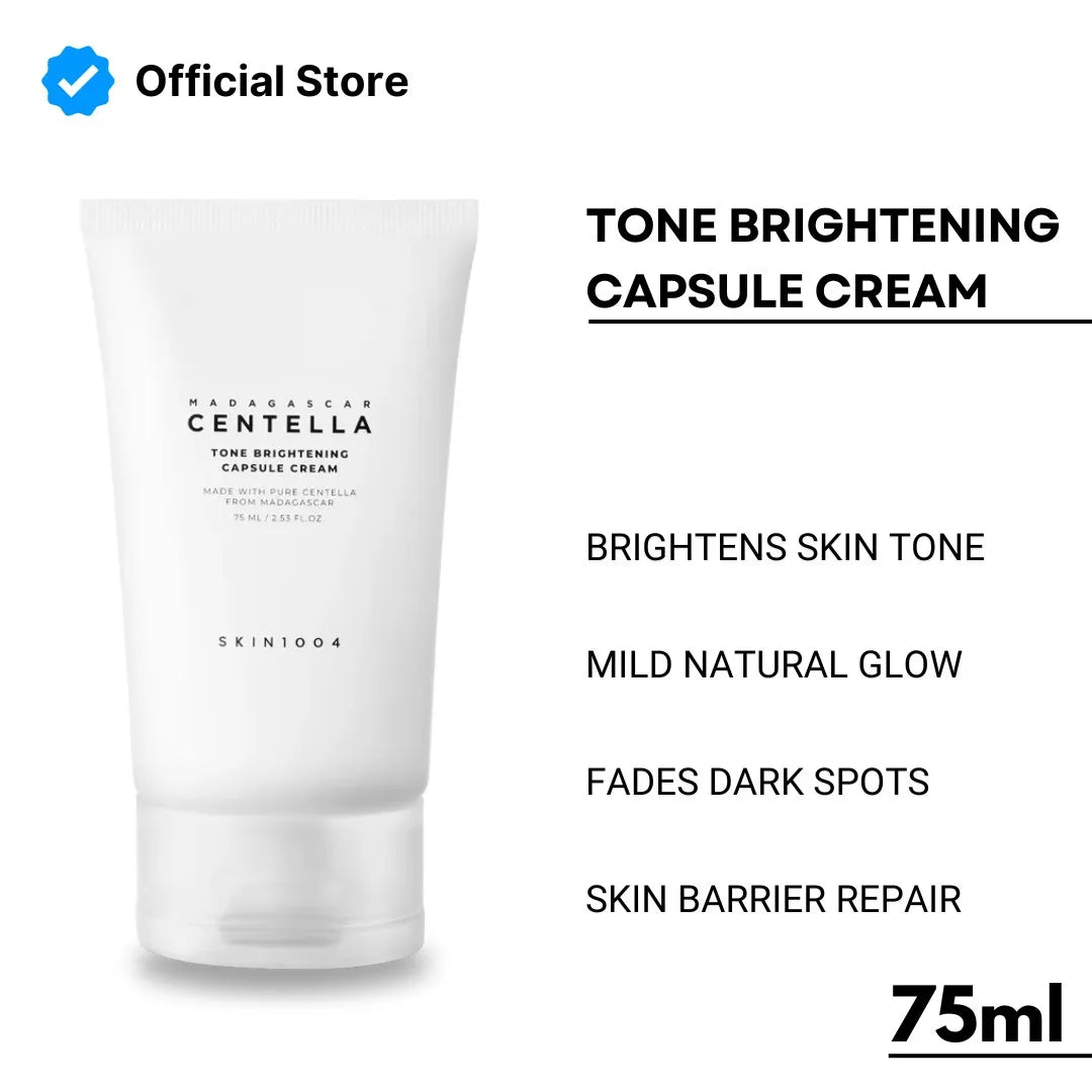 Skintoo Centella tone brightening capsule cream with product details on a white background