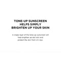 Text describing tone-up sunscreen on a white background
