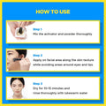 Instructions on how to use a facial treatment product with step-by-step guidance.