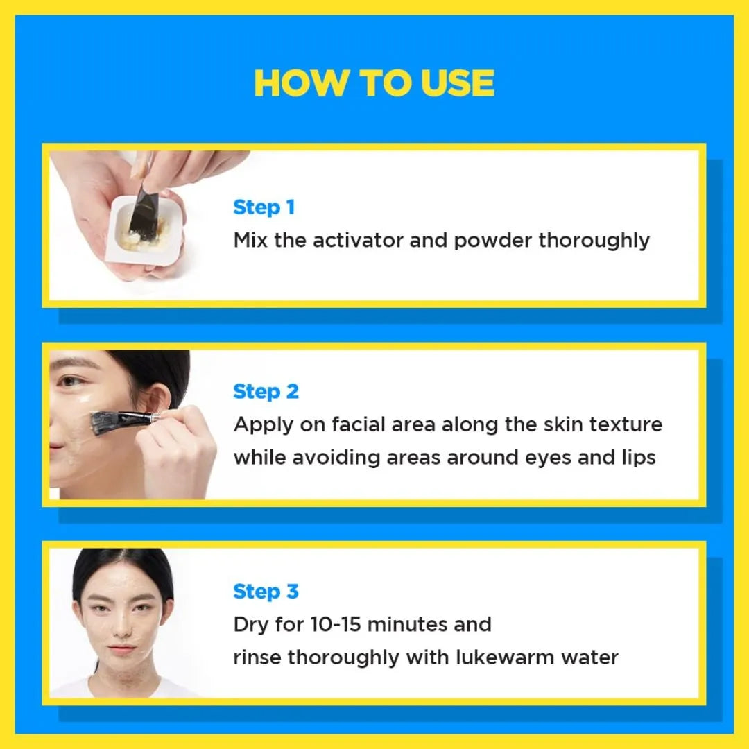Instructions on how to use a facial treatment product with step-by-step guidance.
