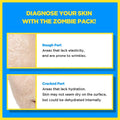 Diagram diagnosing skin conditions with text and images of rough and cracked skin.