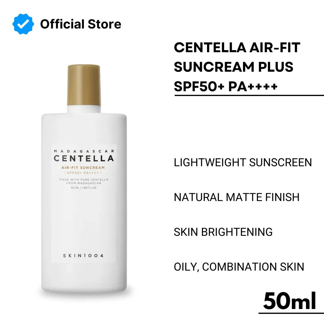 Sunscreen bottle with product details on a white background
