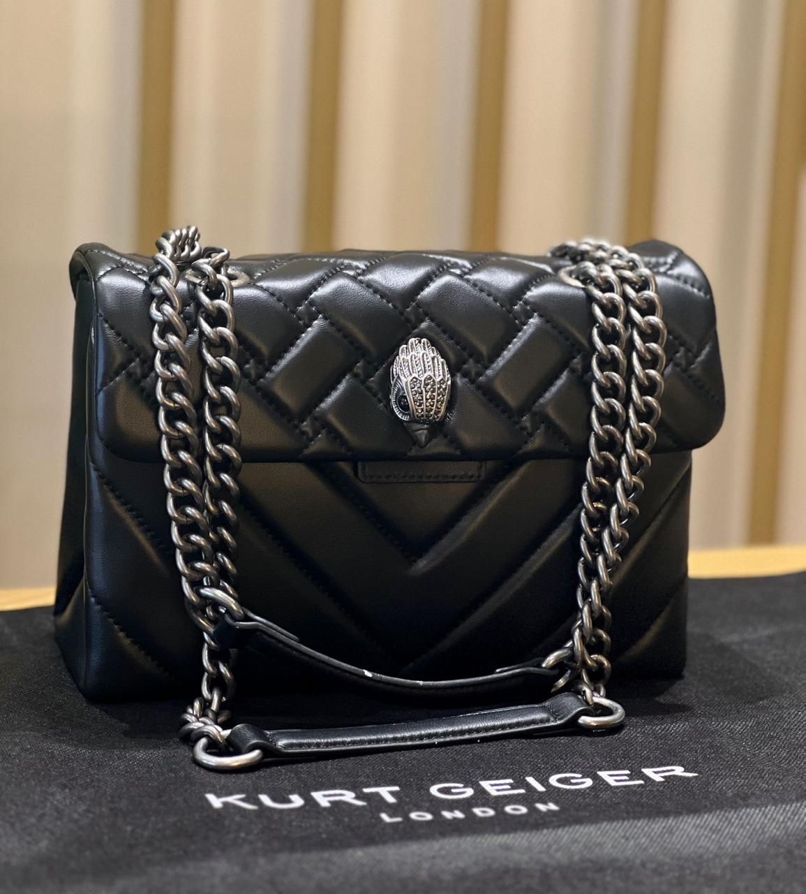 Buy Kurt Geiger London Kensington Leather Quilted Bag Small - Black Combination in Pakistan