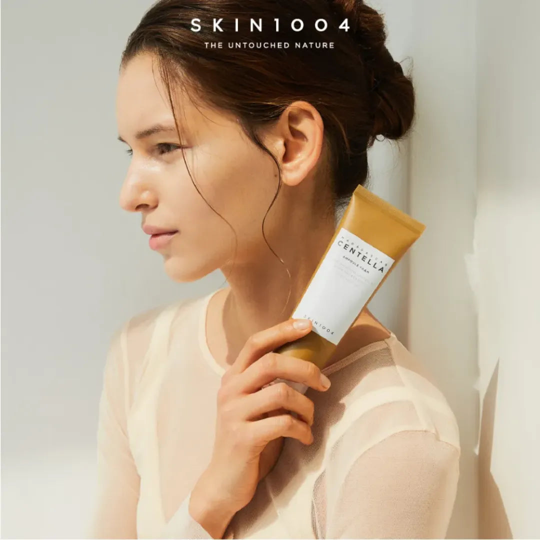 Centella Ampoule Foam tube with product details on a white background