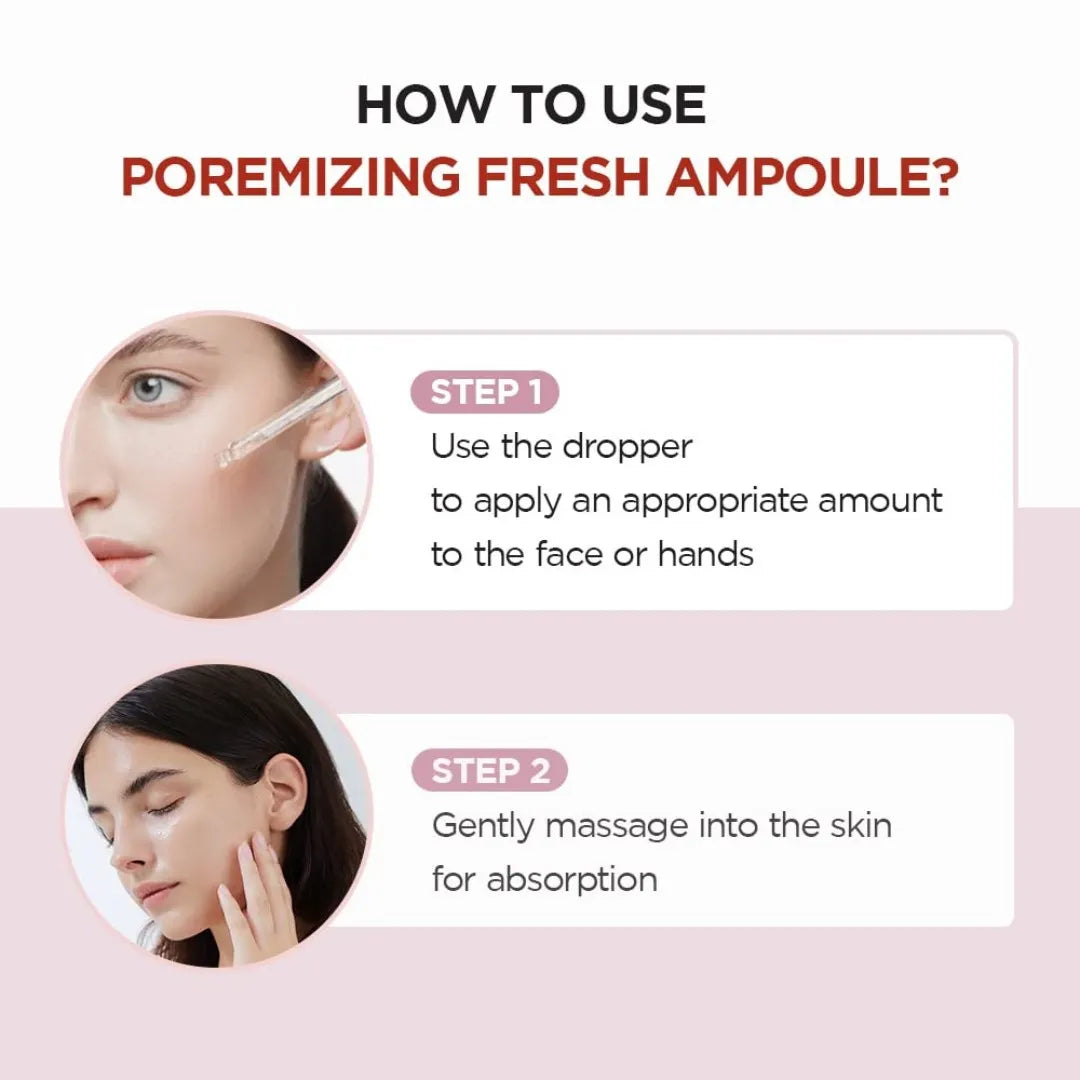 Skintouch Centella Poremizing Fresh Ampoule bottle with product benefits on a white background