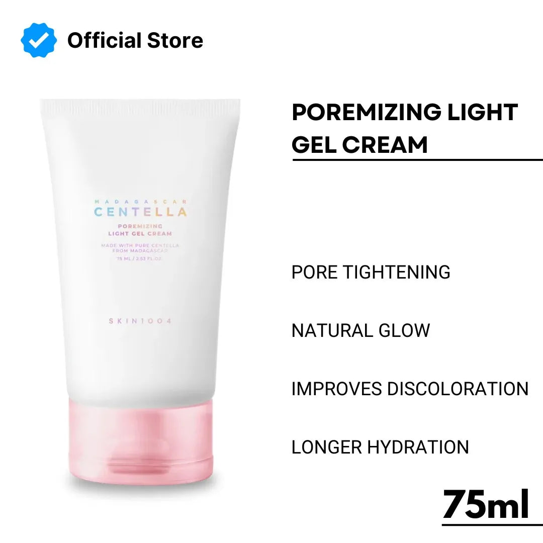 Poremizing light gel cream with product details on a white background