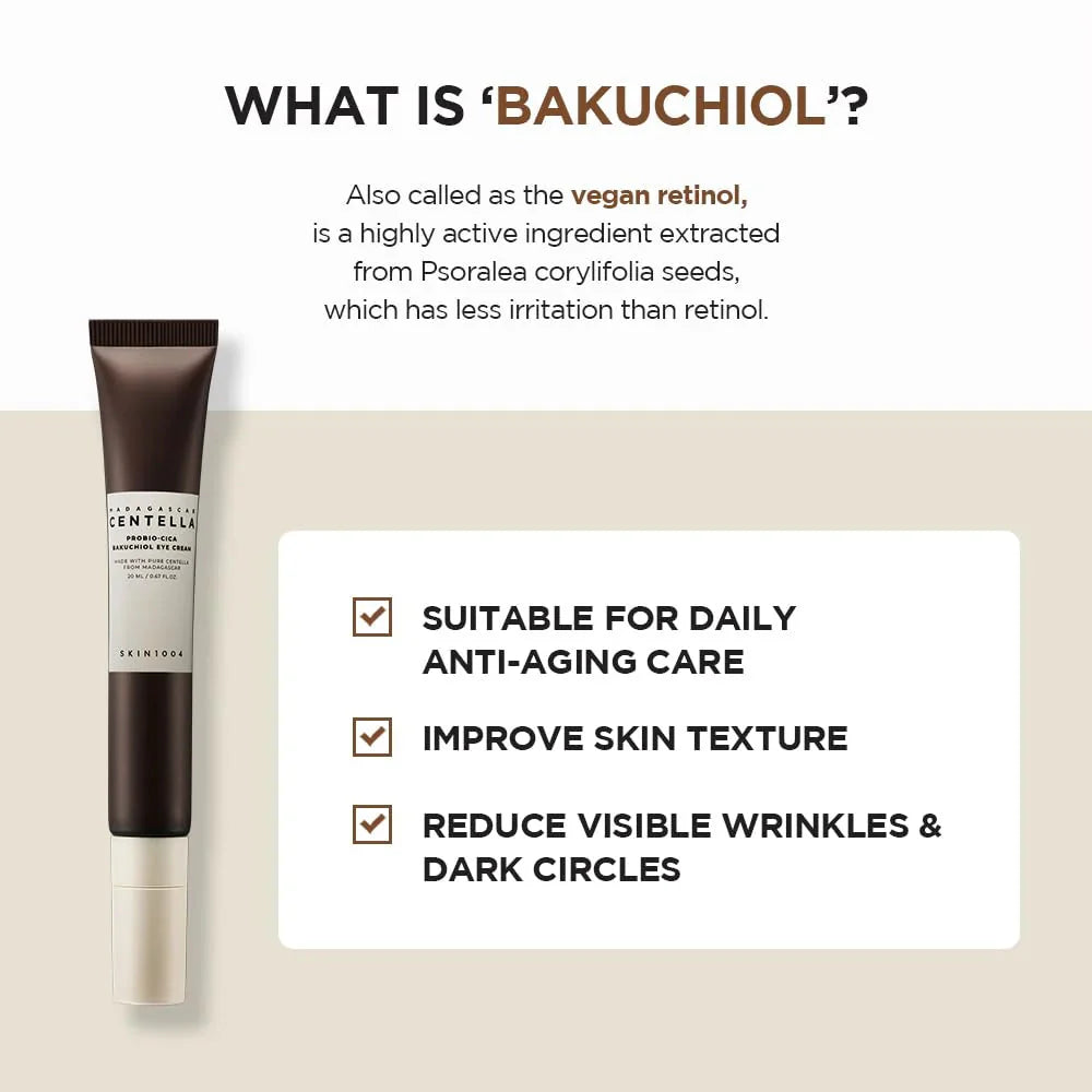 Skincare product with text on a white background
